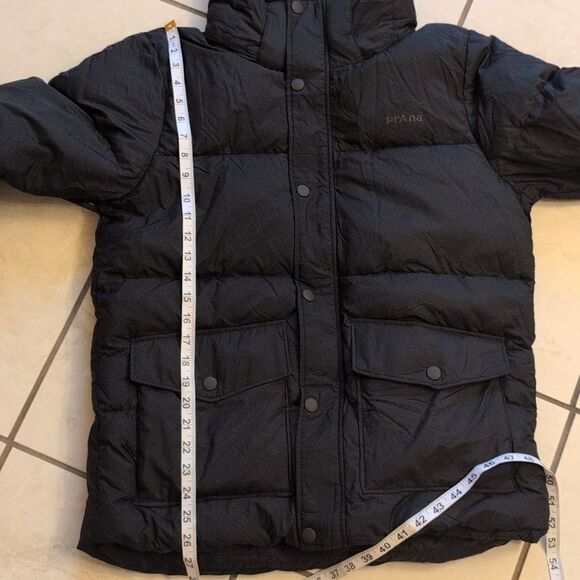 NWT Prana Timber Trail Jacket Black Puffer Removable Hood Down Size S - Picture 10 of 10